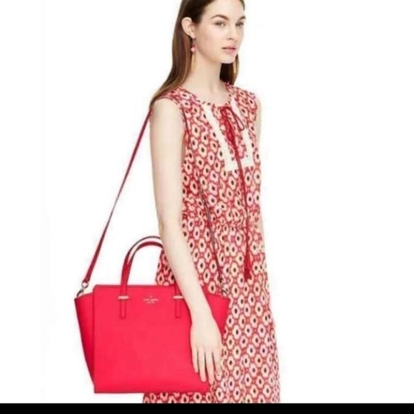Kate Spade Hayden Cedar Street Red Leather Satchel Purse Bag - Picture 11 of 12